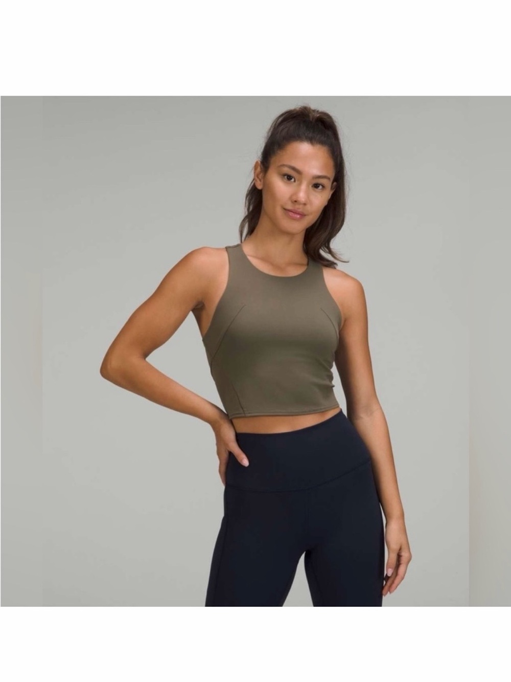 Lululemon Olive Green Cropped Tank Top